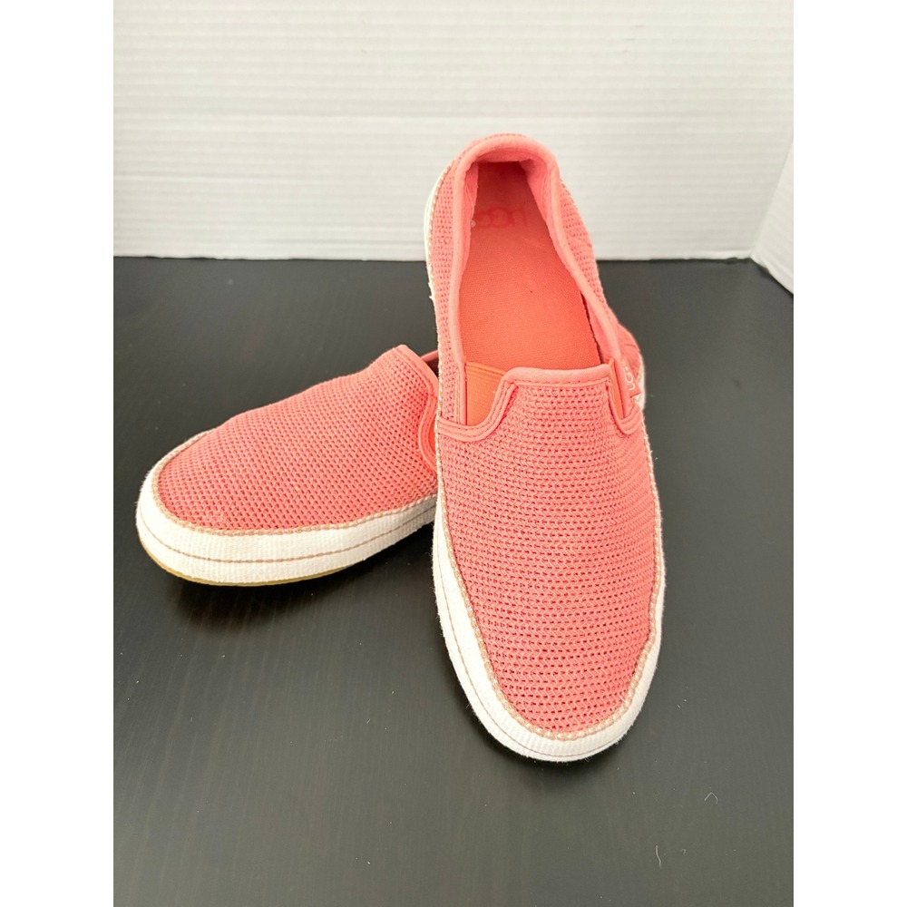 UGG Womens Slip On Sneakers Espadrille Knit Coral Pink Size 7.5 Comfort Casual